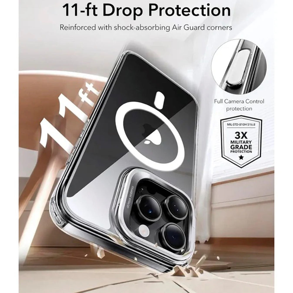 MagSafe hoesje voor Apple iPhone 16 Pro Max, ESR, Classic Hybrid Kickstand Slide, Transparant