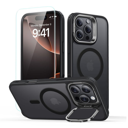 MagSafe hoesje voor Apple iPhone 16 Pro Max, ESR, Classic Hybrid Kickstand met Schermbeschermer, Satijnzwart