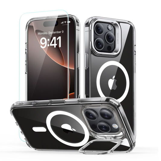 MagSafe hoesje voor Apple iPhone 16 Pro Max, ESR, Classic Hybrid Kickstand met schermbeschermer, Transparant