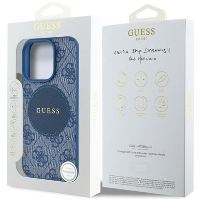 MagSafe hoesje voor Apple iPhone 16 Pro Max, Guess, 4G Circle Classic Logo, Blauw