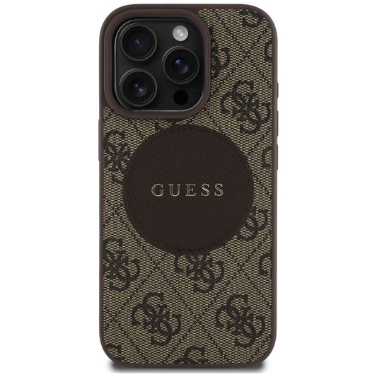 MagSafe hoesje voor Apple iPhone 16 Pro Max, Guess, 4G Circle Classic Logo, Bruin