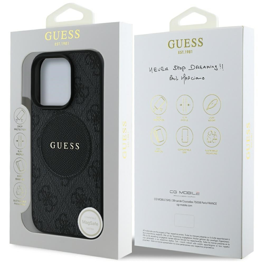 MagSafe hoesje voor Apple iPhone 16 Pro Max, Guess, 4G Circle Classic Logo, Zwart