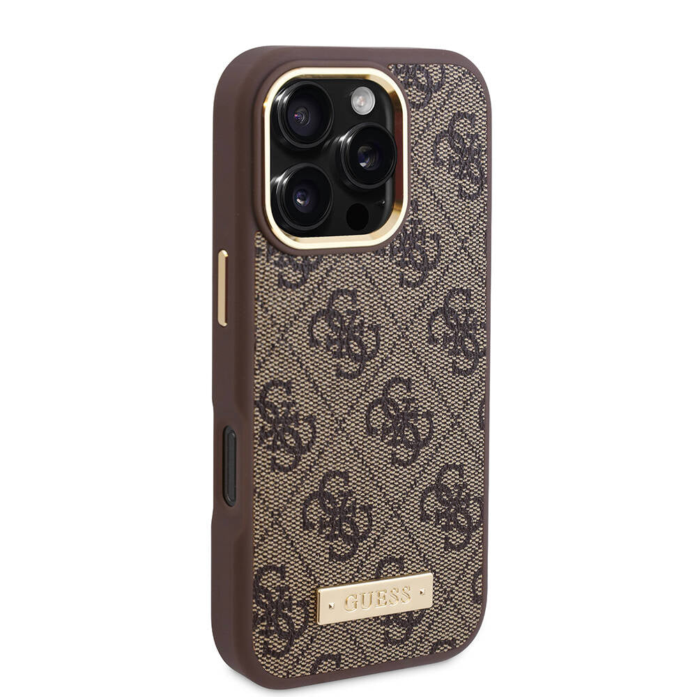 MagSafe hoesje voor Apple iPhone 16 Pro Max, Guess, 4G Logo Plate, Zwart