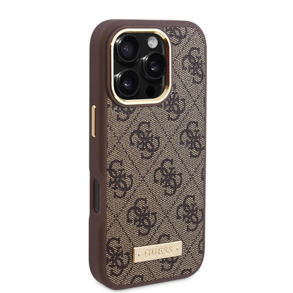 MagSafe hoesje voor Apple iPhone 16 Pro Max, Guess, 4G Logo Plate, Zwart