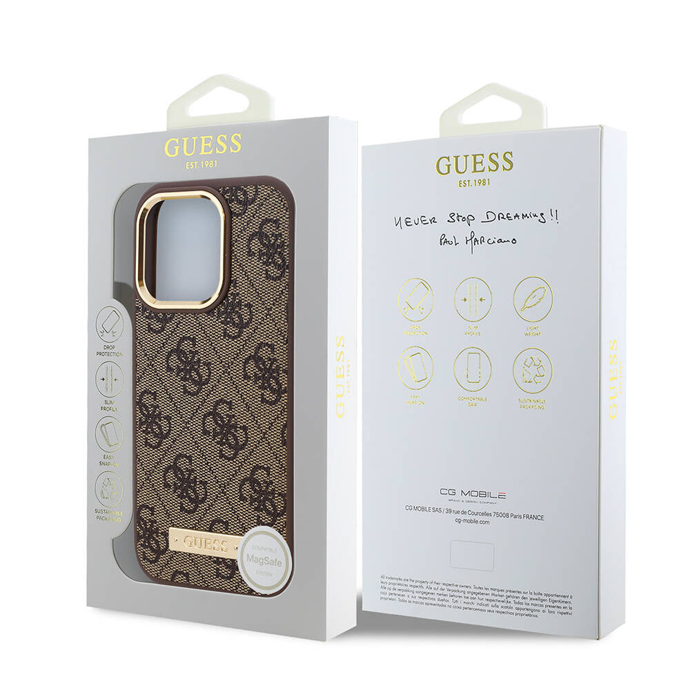 MagSafe hoesje voor Apple iPhone 16 Pro Max, Guess, 4G Logo Plate, Zwart