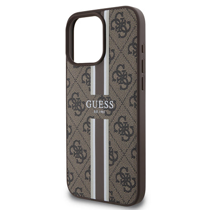MagSafe hoesje voor Apple iPhone 16 Pro Max, Guess, 4G Printed Stripes, Bruin