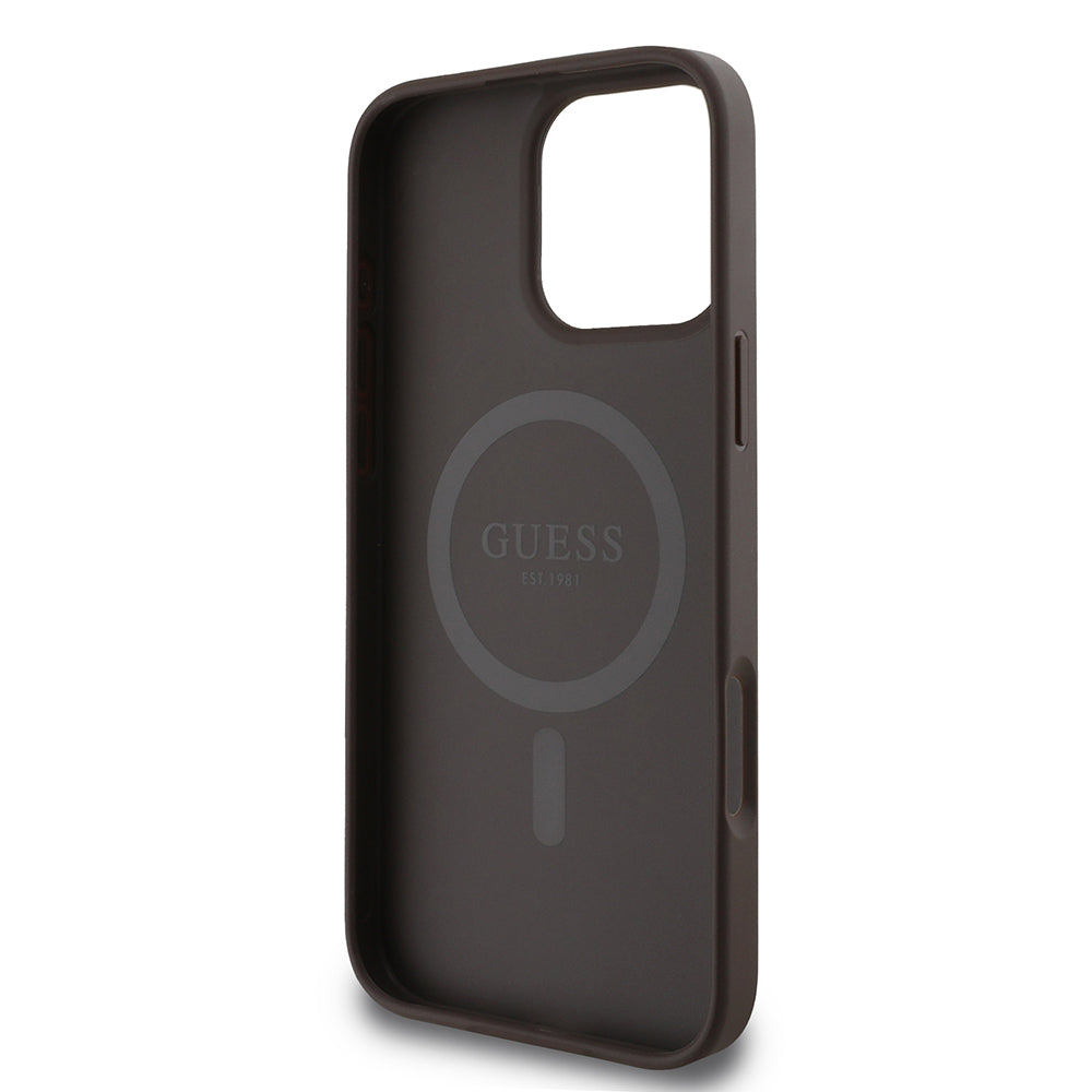 MagSafe hoesje voor Apple iPhone 16 Pro Max, Guess, 4G Printed Stripes, Bruin