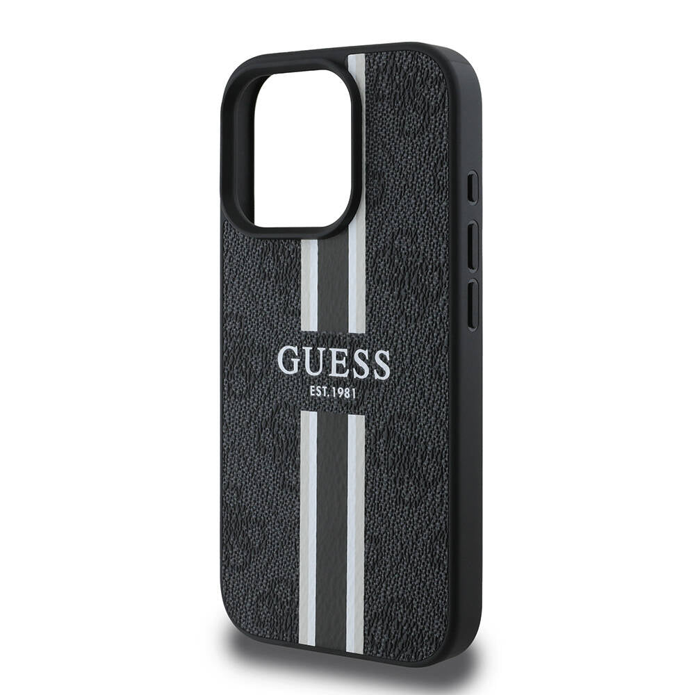 MagSafe hoesje voor Apple iPhone 16 Pro Max, Guess, 4G Printed Stripes, Zwart