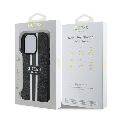 MagSafe hoesje voor Apple iPhone 16 Pro Max, Guess, 4G Printed Stripes, Zwart