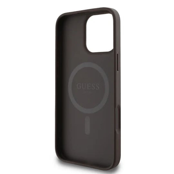 MagSafe hoesje voor Apple iPhone 16 Pro Max, Guess, 4G Ring Classic Logo, Bruin