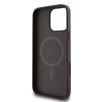 MagSafe hoesje voor Apple iPhone 16 Pro Max, Guess, 4G Ring Classic Logo, Bruin