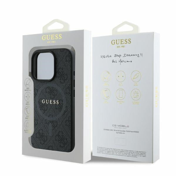 MagSafe hoesje voor Apple iPhone 16 Pro Max, Guess, 4G Ring Classic Logo, Zwart