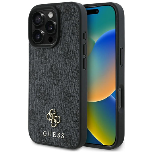 MagSafe hoesje voor Apple iPhone 16 Pro Max, Guess, 4G Small en Classic Logo, Zwart