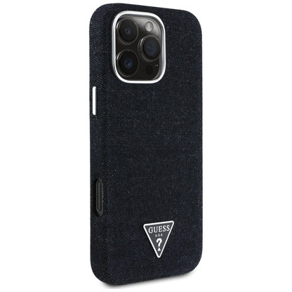 MagSafe hoesje voor Apple iPhone 16 Pro Max, Guess, Denim Triangle Logo, Zwart