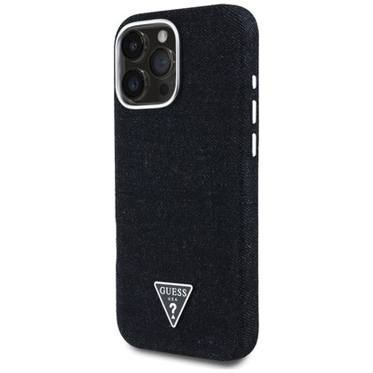 MagSafe hoesje voor Apple iPhone 16 Pro Max, Guess, Denim Triangle Logo, Zwart