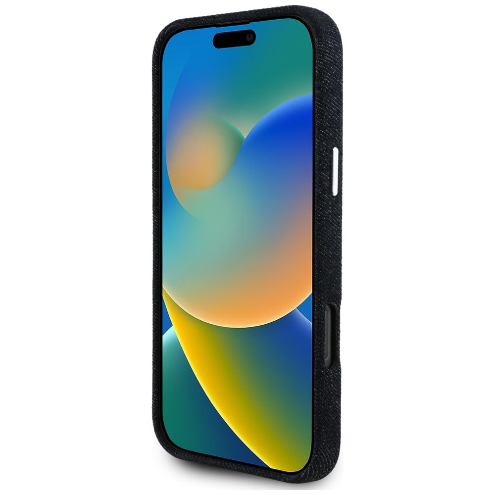 MagSafe hoesje voor Apple iPhone 16 Pro Max, Guess, Denim Triangle Logo, Zwart