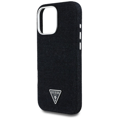 MagSafe hoesje voor Apple iPhone 16 Pro Max, Guess, Denim Triangle Logo, Zwart