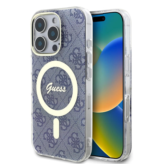 MagSafe hoesje voor Apple iPhone 16 Pro Max, Guess, IML 4G, Blauw