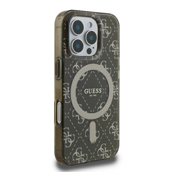 MagSafe hoesje voor Apple iPhone 16 Pro Max, Guess, IML 4G Achtergrond, Bruin