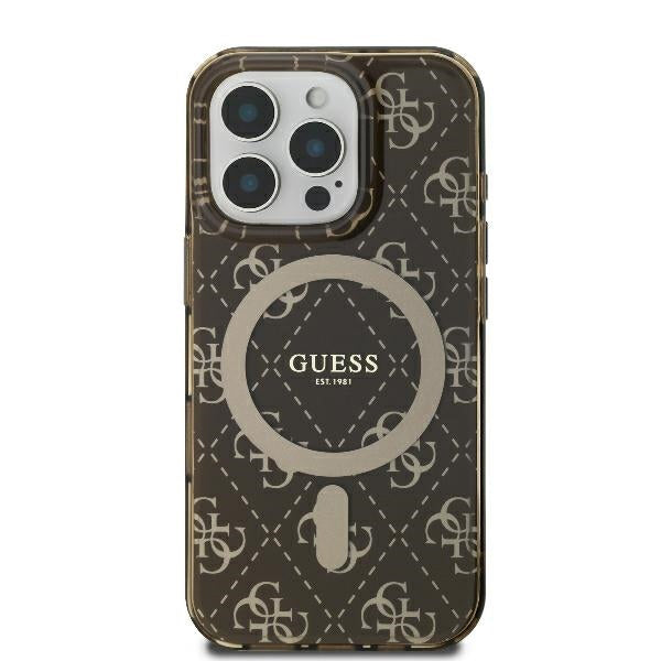 MagSafe hoesje voor Apple iPhone 16 Pro Max, Guess, IML 4G Achtergrond, Bruin