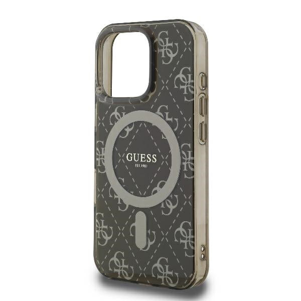 MagSafe hoesje voor Apple iPhone 16 Pro Max, Guess, IML 4G Achtergrond, Bruin