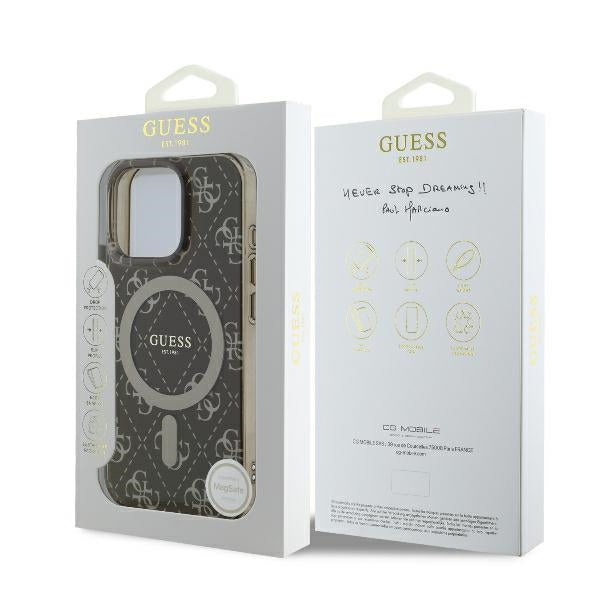 MagSafe hoesje voor Apple iPhone 16 Pro Max, Guess, IML 4G Achtergrond, Bruin