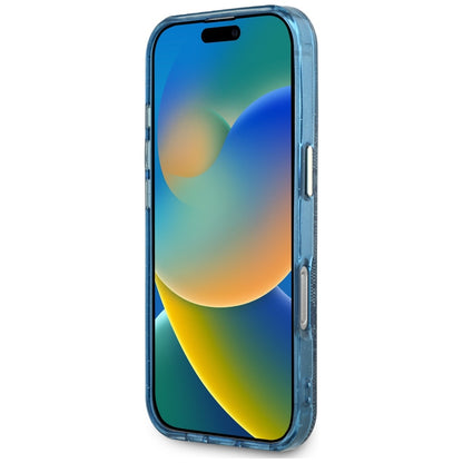 MagSafe hoesje voor Apple iPhone 16 Pro Max, Guess, IML Glitter 4G Circle Triangle, Blauw