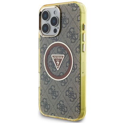 MagSafe hoesje voor Apple iPhone 16 Pro Max, Guess, IML Glitter 4G Circle Triangle, Bruin