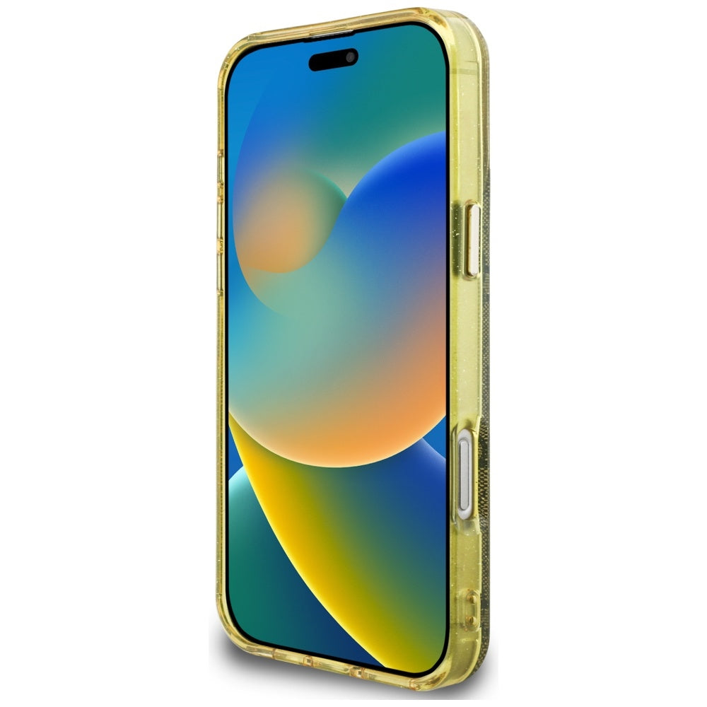 MagSafe hoesje voor Apple iPhone 16 Pro Max, Guess, IML Glitter 4G Circle Triangle, Bruin