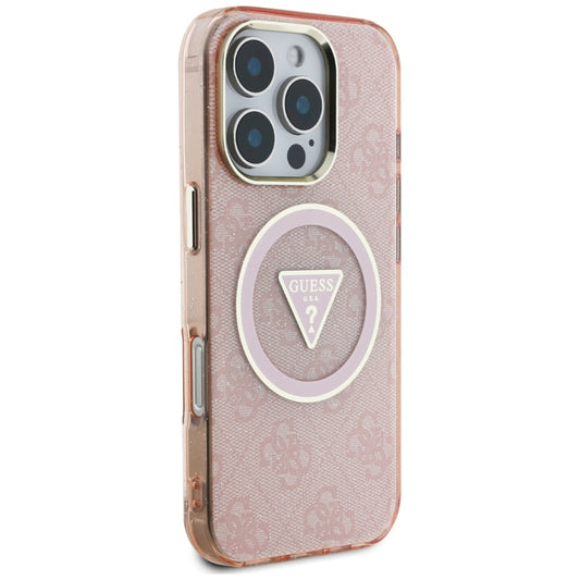 MagSafe hoesje voor Apple iPhone 16 Pro Max, Guess, IML Glitter 4G Circle Triangle, Roze