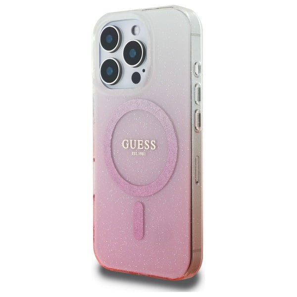 MagSafe hoesje voor Apple iPhone 16 Pro Max, Guess, IML Glitter Gradient, Roze