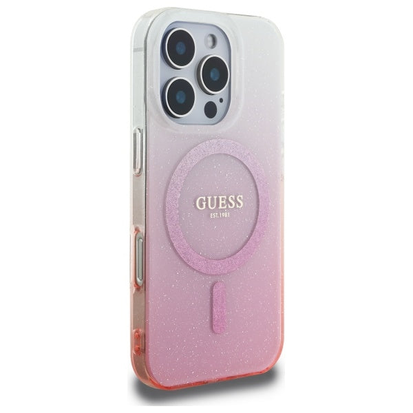 MagSafe hoesje voor Apple iPhone 16 Pro Max, Guess, IML Glitter Gradient, Roze