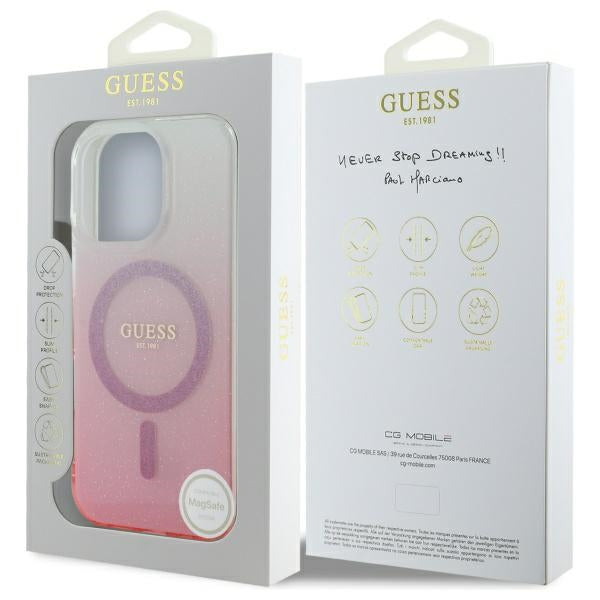 MagSafe hoesje voor Apple iPhone 16 Pro Max, Guess, IML Glitter Gradient, Roze