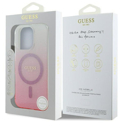 MagSafe hoesje voor Apple iPhone 16 Pro Max, Guess, IML Glitter Gradient, Roze