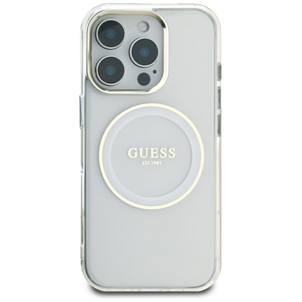 MagSafe hoesje voor Apple iPhone 16 Pro Max, Guess, IML Metal Colored Circle, Wit