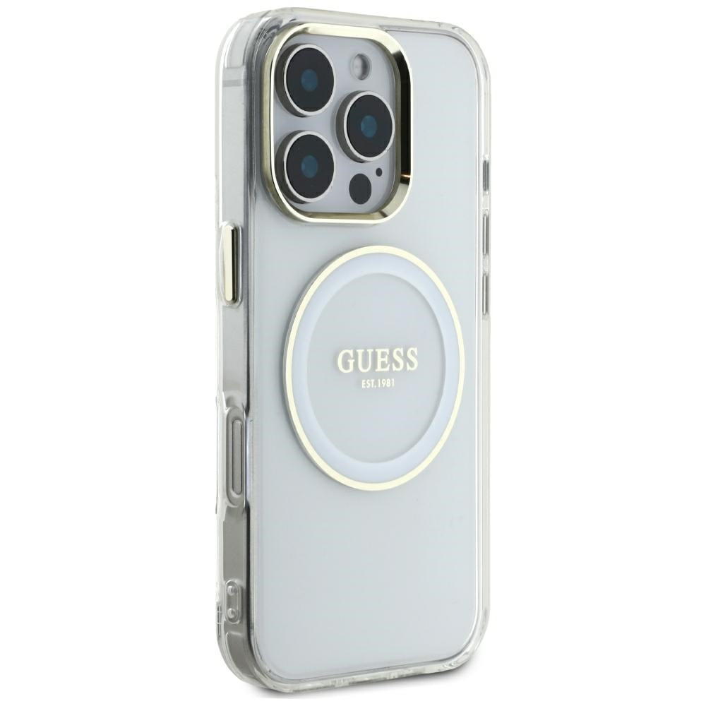 MagSafe hoesje voor Apple iPhone 16 Pro Max, Guess, IML Metal Colored Circle, Wit