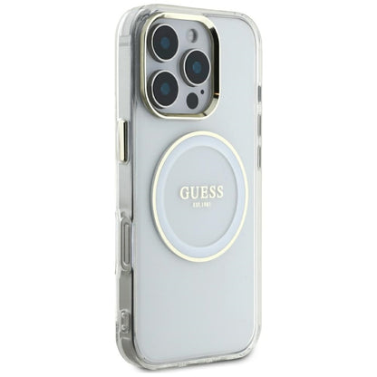 MagSafe hoesje voor Apple iPhone 16 Pro Max, Guess, IML Metal Colored Circle, Wit