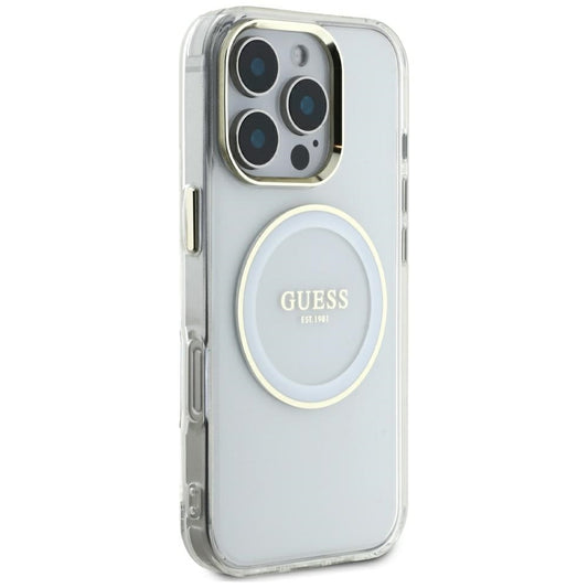MagSafe hoesje voor Apple iPhone 16 Pro Max, Guess, IML Metal Colored Circle, Wit