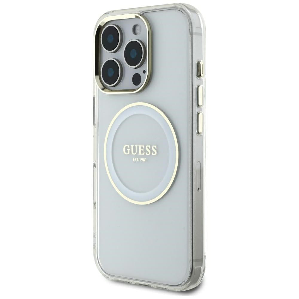 MagSafe hoesje voor Apple iPhone 16 Pro Max, Guess, IML Metal Colored Circle, Wit