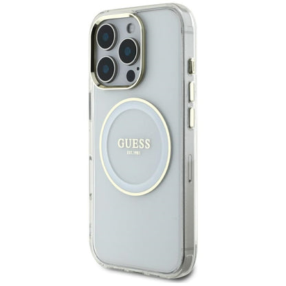 MagSafe hoesje voor Apple iPhone 16 Pro Max, Guess, IML Metal Colored Circle, Wit