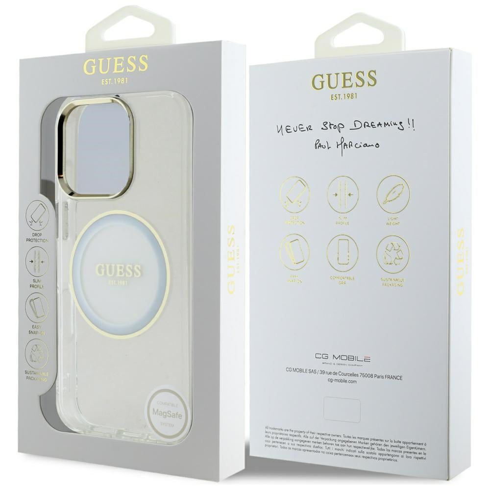 MagSafe hoesje voor Apple iPhone 16 Pro Max, Guess, IML Metal Colored Circle, Wit