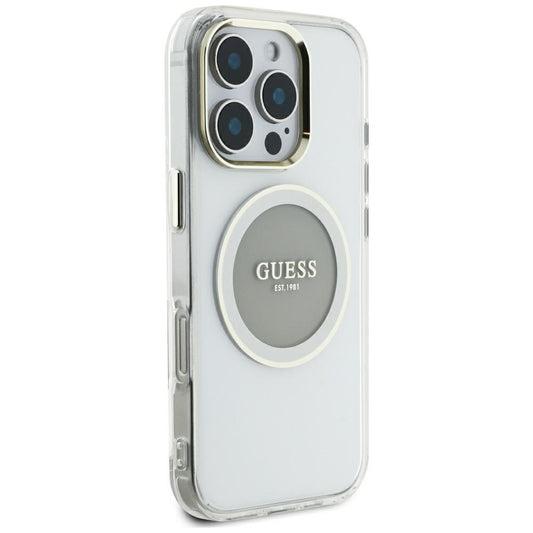 MagSafe hoesje voor Apple iPhone 16 Pro Max, Guess, IML Metal Colored Circle, Gri