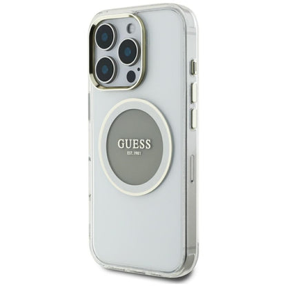 MagSafe Case for Apple iPhone 16 Pro Max, Guess, IML Metal Colored Circle, Gray