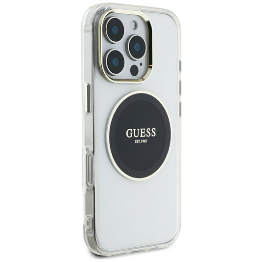 MagSafe hoesje voor Apple iPhone 16 Pro Max, Guess, IML Metal Colored Circle, Zwart