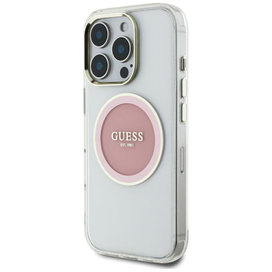 MagSafe hoesje voor Apple iPhone 16 Pro Max, Guess, IML Metal Colored Circle, Roze