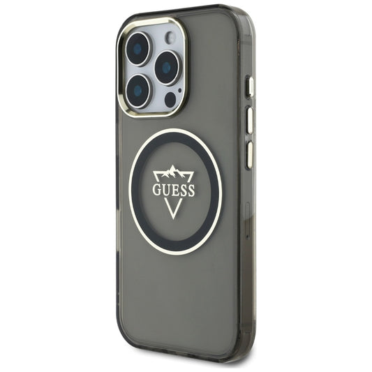 MagSafe hoesje voor Apple iPhone 16 Pro Max, Guess, IML Metal Mountain Logo, Zwart