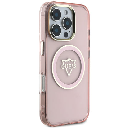 MagSafe hoesje voor Apple iPhone 16 Pro Max, Guess, IML Metal Mountain Logo, Roze
