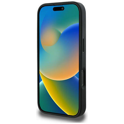 MagSafe hoesje voor Apple iPhone 16 Pro Max, Guess, Peony Grained Hot Stamp Triangle, Zwart