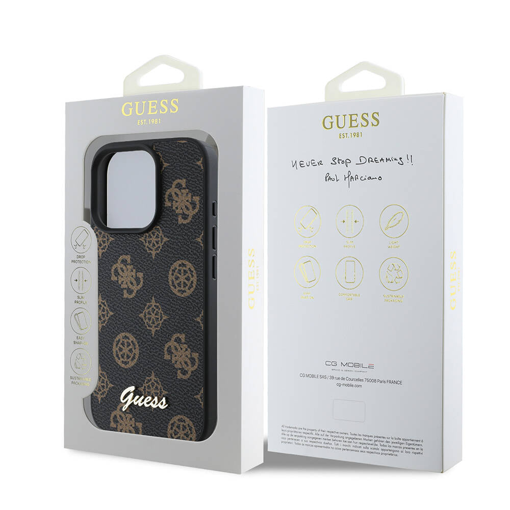 MagSafe hoesje voor Apple iPhone 16 Pro Max, Guess, Peony Script, Zwart