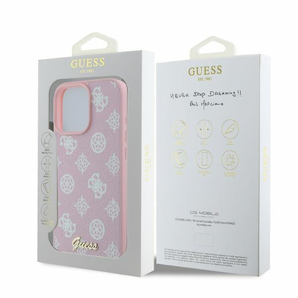 MagSafe hoesje voor Apple iPhone 16 Pro Max, Guess, Peony Script, Roze